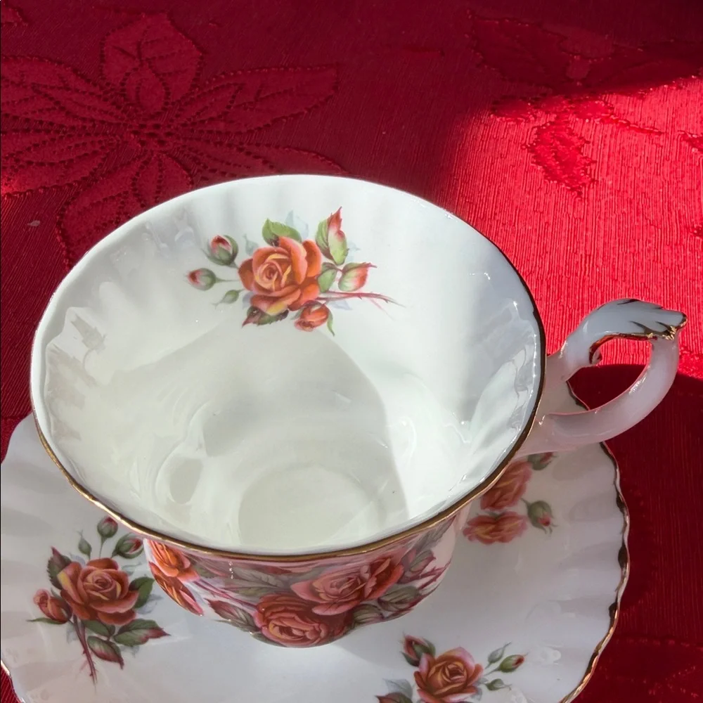 Vintage  Royal Albert Centennial Rose bone china teacup and saucer set.